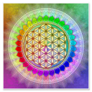 Póster Flor de la vida - Arcoíris, ilustración II