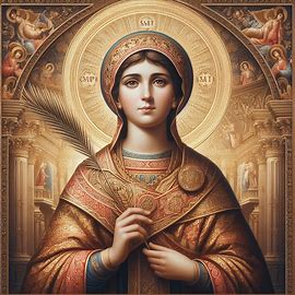 IMAGEN DE SANTA BARBARA CON UNA PALMA EN SU MANO ICONOGRAFIA RELIGIOSA ES. Imagen 1 de 4