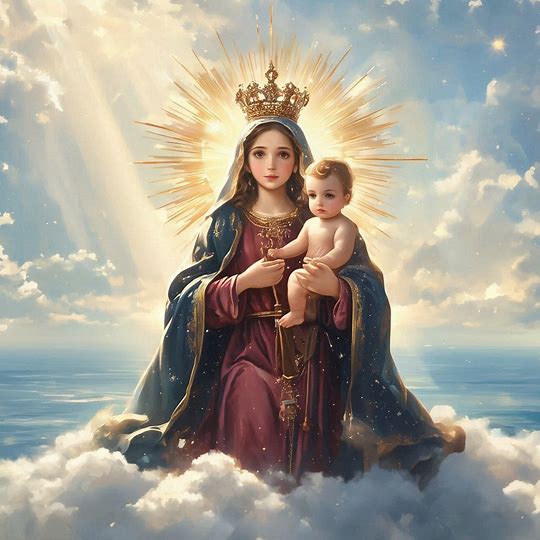 imagen espiritual virgen del carmen con mucha luz