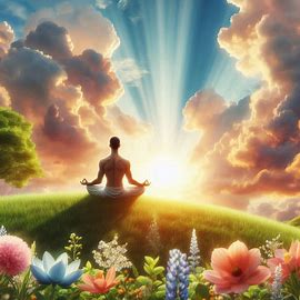 IMAGEN FIGURA ESPIRITUAL DE PERSONA EN ESTADO MEDITATIVO MIRANDO HACIA EL CIELO. Imagen 3 de 4