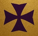 cruz de malta de saint germain en color violeta intenso, encima de color dorado, que sea toda la base dorada